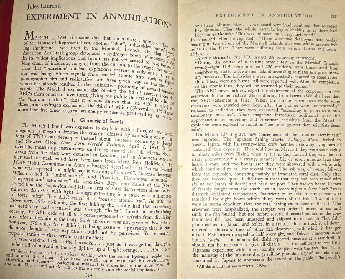 Experiment in Annihilation, by Jules Laurents