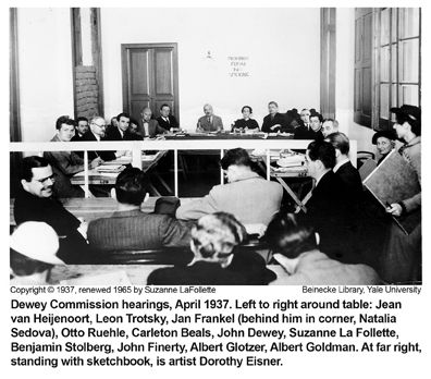 The Dewey Commission conducted thirteen hearings at the home of Diego Rivera in Coyoacan, April 10-17, 1937, that looked at the claims against Trotsky and his son, Lev Sedov